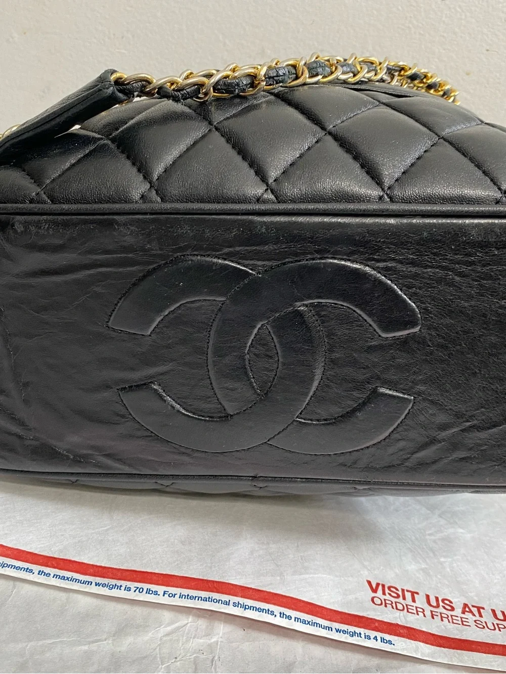 Chanel Vintage CC Quited Lambskin Leather Tote shoulder bag